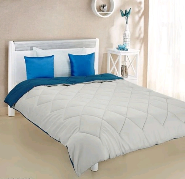 Relaxfeel 250 GSM Premium Luxury 5 Star Microfibre Reversible Soft Plain Quilted 90x100 Inch Double Bed Comforter / Quilt / Duvet / Razai / Rajai ( Blue/ Grey ) - Free Size, Blue/ Grey , Microfiber, Rajai, Pack of1